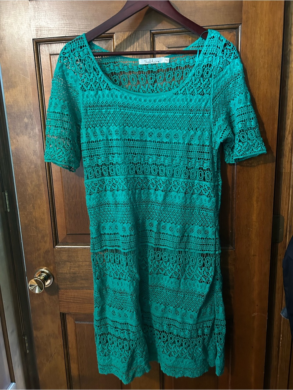 Solitaire Emerald Green Crochet Dress